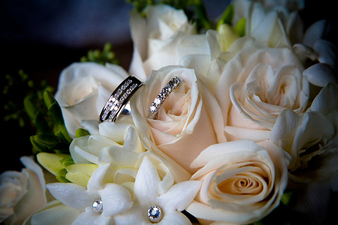 Vera Wang Bouquet and Rings Wedding Photograph Los Angeles